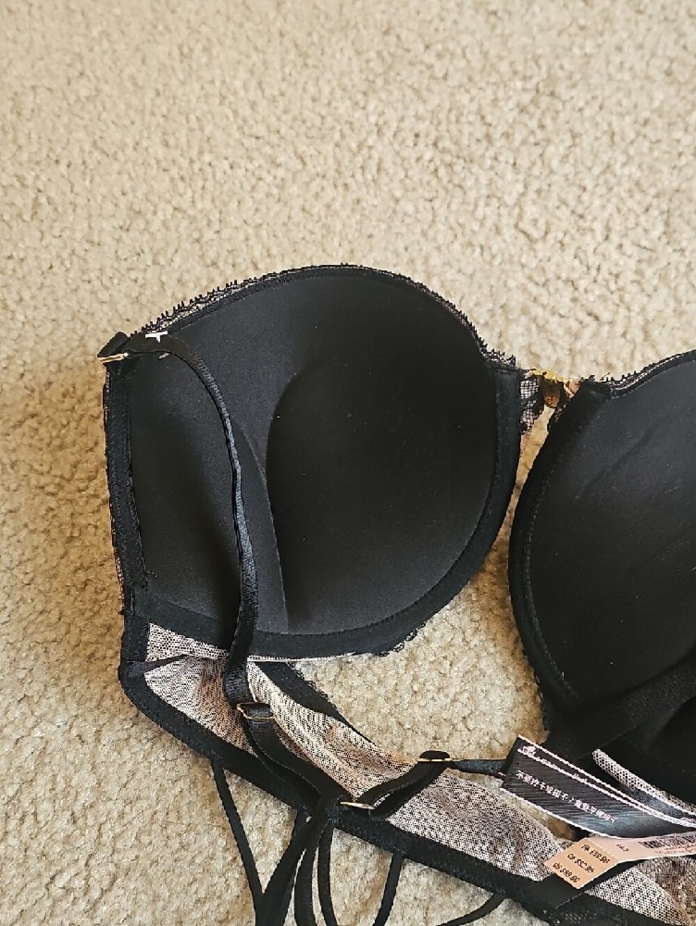 Victoria's Secret VS 34D BOMBSHELL BRA WOMEN’S MESH BLACK TAN FRONT CLOSURE Z10 - Picture 3 of 5